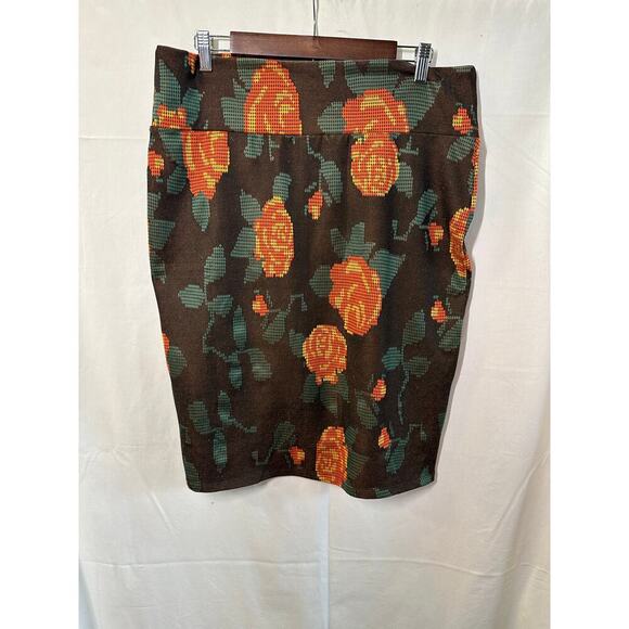 LuLuRoe Vintage-Inspired Brown Floral Skirt - XL - Picture 1 of 3